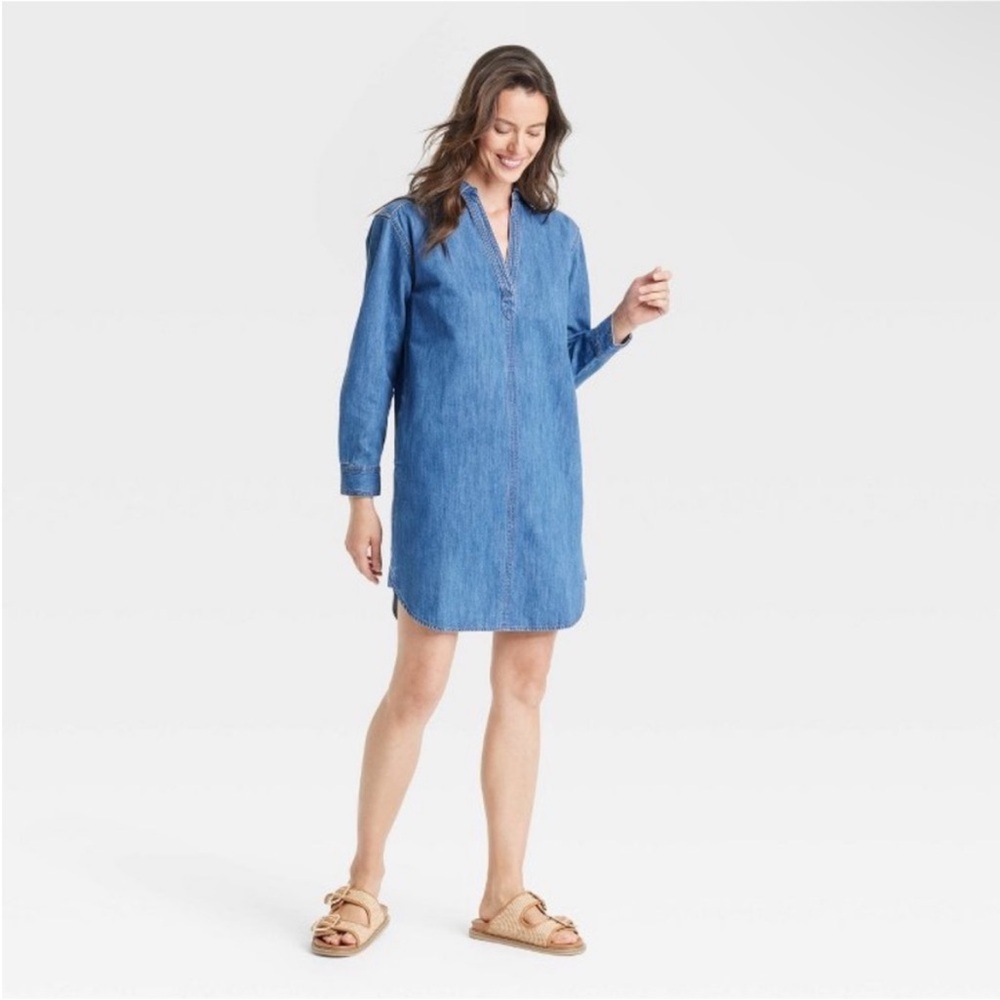 Universal Thread | Denim Popover Shirtdress With … - image 1